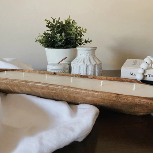 Wooden Dough Bowl Soy Candle – 32 oz Hand