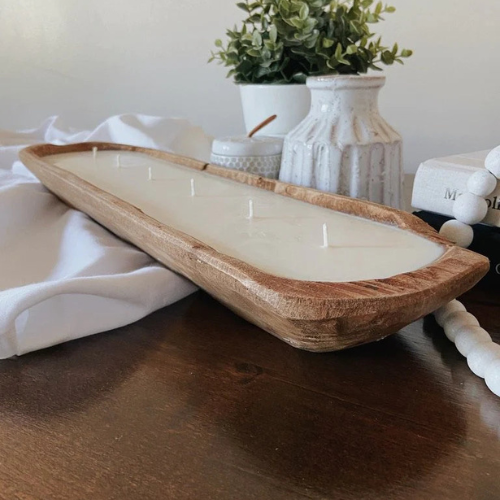 Wooden Dough Bowl Soy Candle – 32 oz Hand