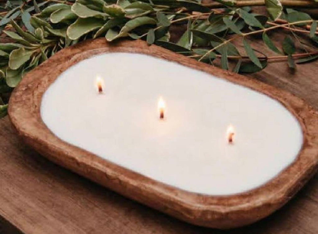 Wooden Dough Bowl Soy Candle 16oz
